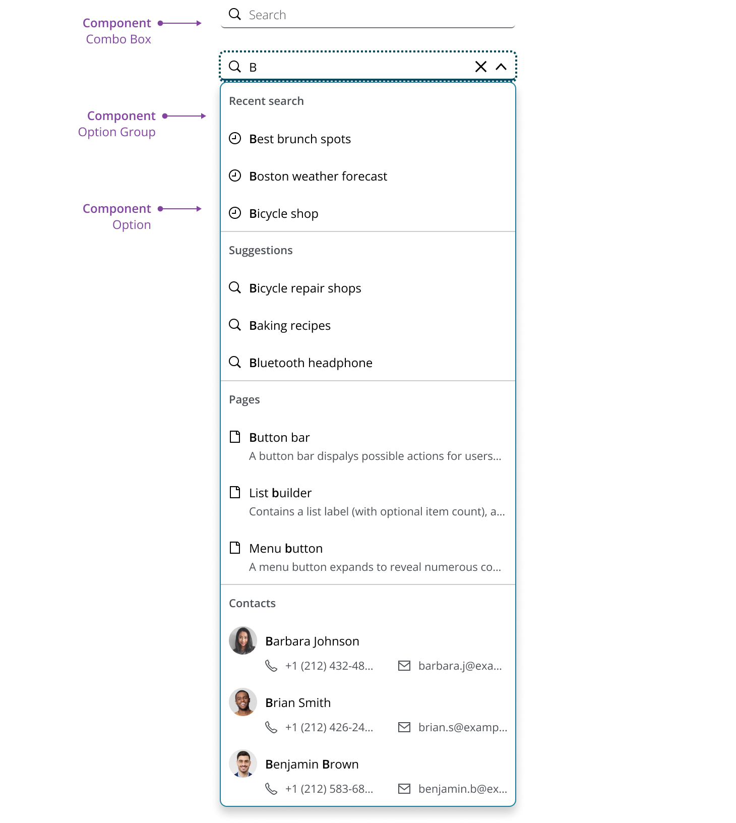 Search pattern layout